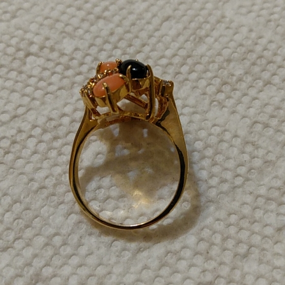 Sz 7 NIB Vintage Semi-Precious Gem Stone Gold Cocktail Ring 7 - Picture 10 of 15